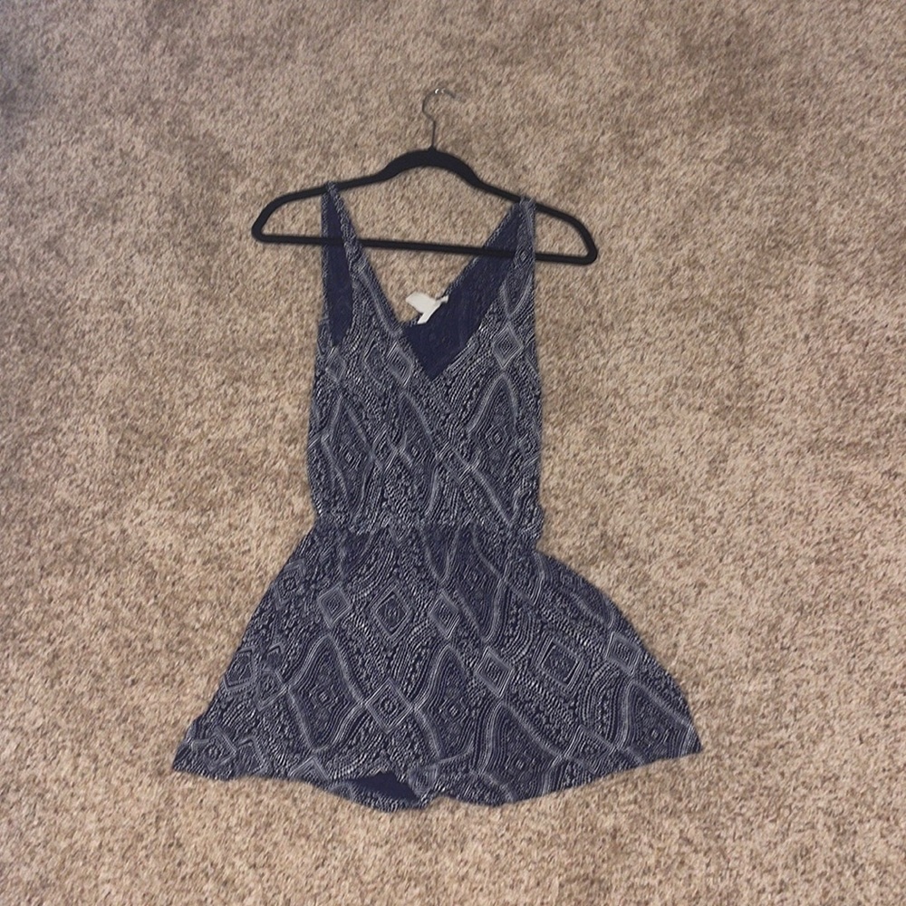 Blue and White Romper- with pockets
